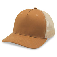 5 Panel 112FP Premier Trucker Cap in brown and khaki - Fineyst Patches