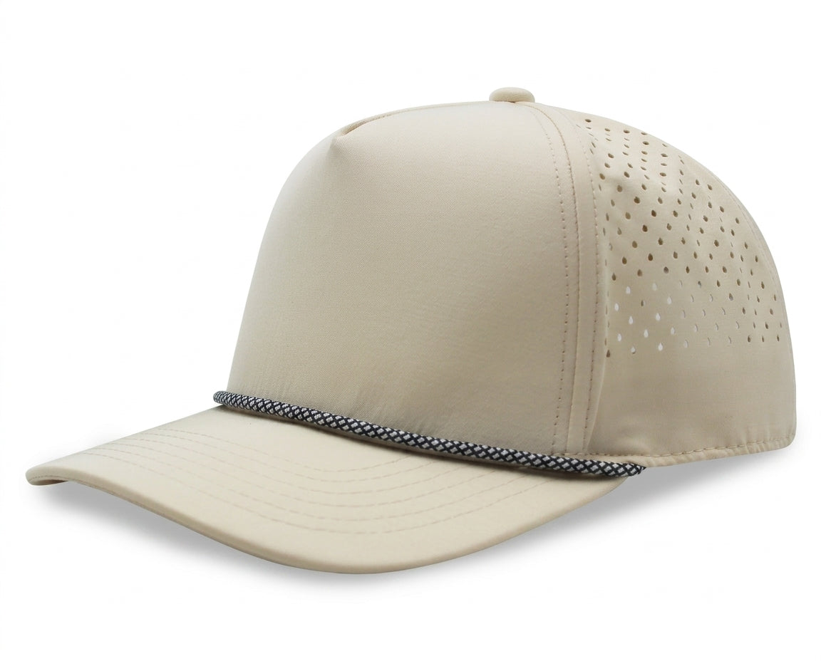 5 Panel Athletic Laser cut Trucker Rope Cap w/ Gray Underbrim