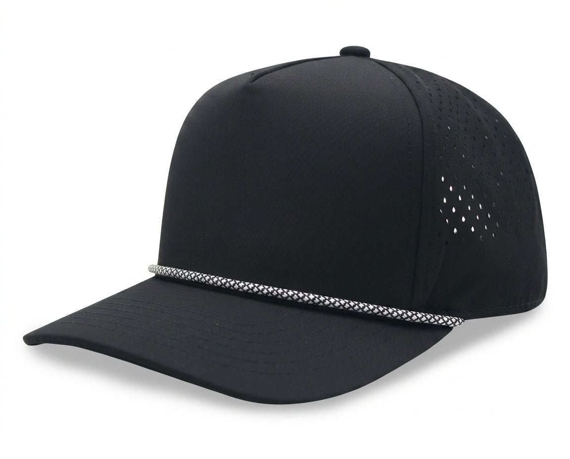 5 Panel Athletic Laser cut Trucker Rope Cap w/ Gray Underbrim