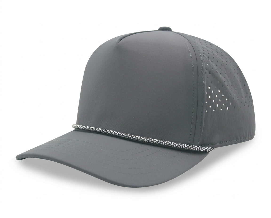5 Panel Athletic Laser cut Trucker Rope Cap w/ Gray Underbrim
