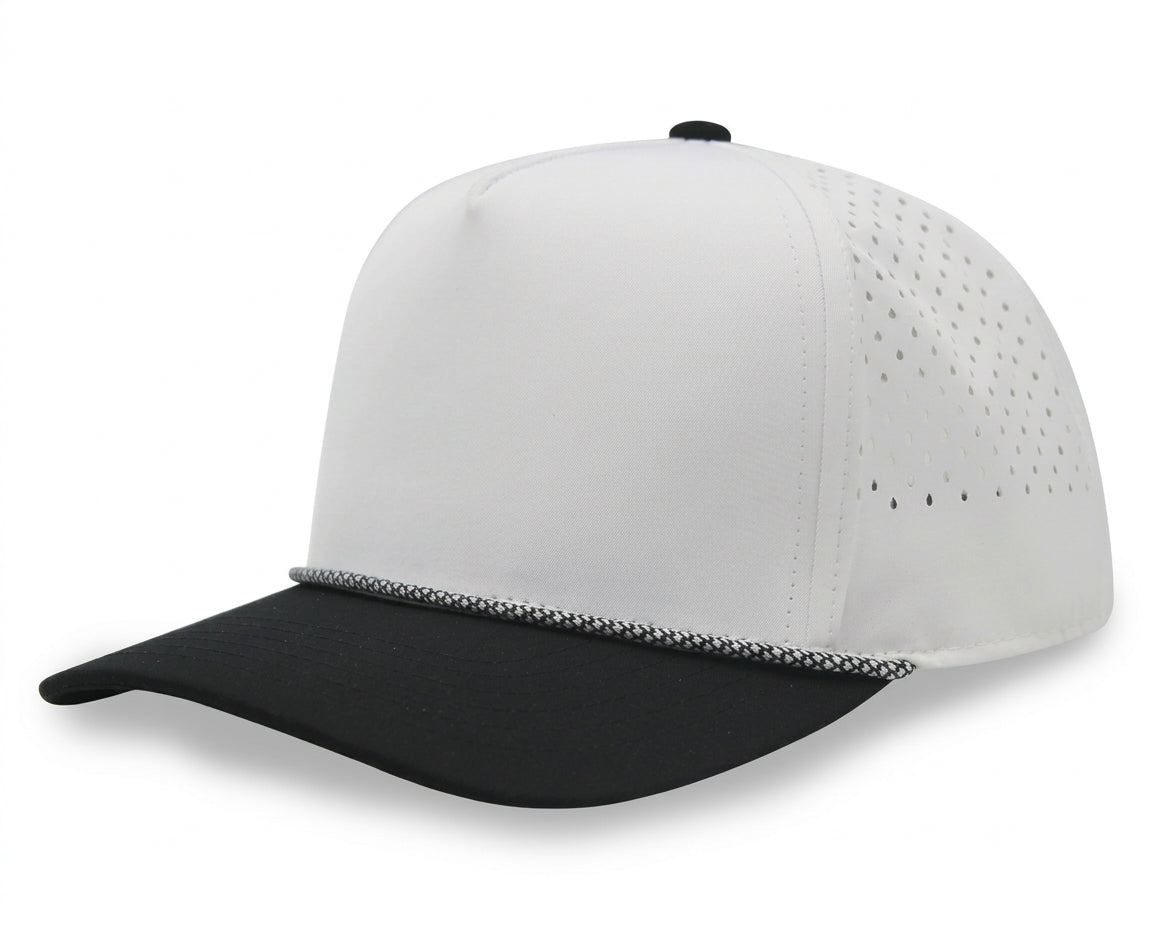 5 Panel Athletic Laser cut Trucker Rope Cap w/ Gray Underbrim