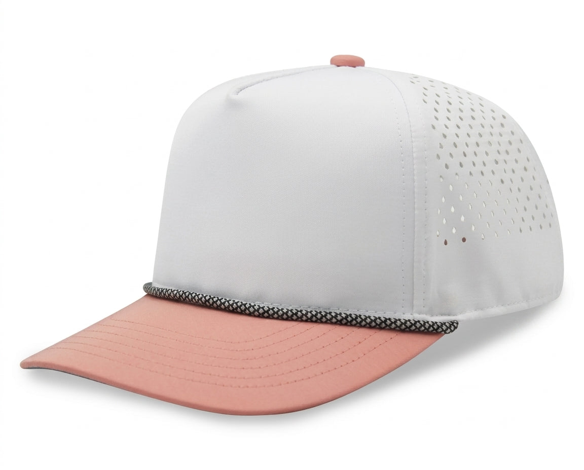 5 Panel Athletic Laser cut Trucker Rope Cap w/ Gray Underbrim