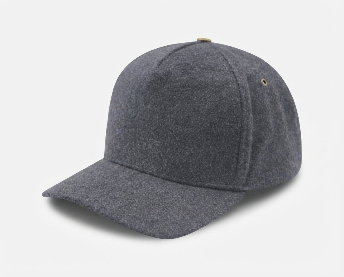 5 panel MELTON wool cap with metal buckle