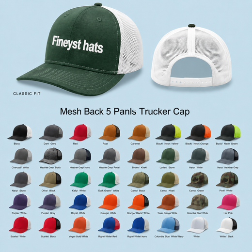 5 Panel 112FP Premier Trucker Cap - custom patch by Fineyst Patches