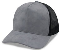 5 Panel A Frame Suede Trucker Cap