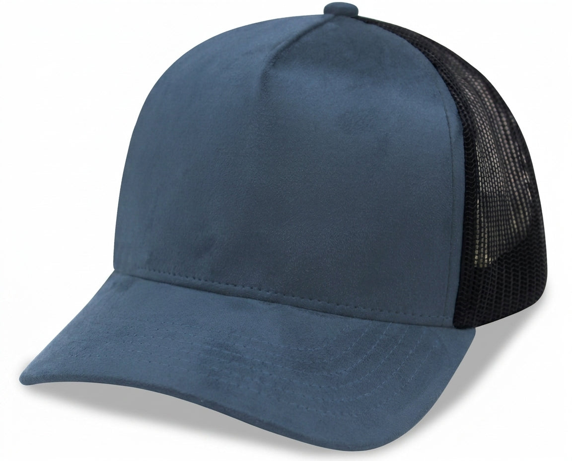 5 Panel A Frame Suede Trucker Cap