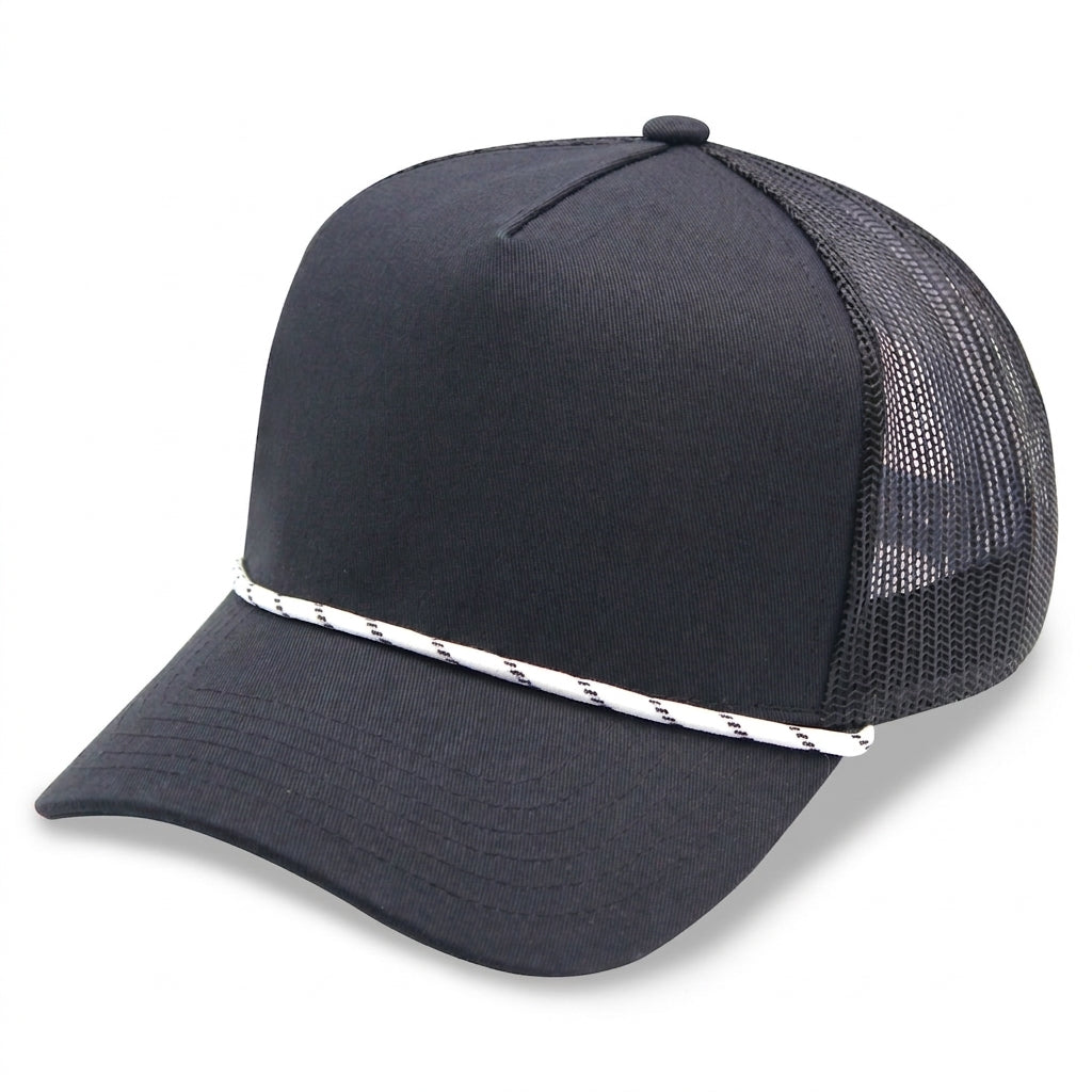 5 Panel A Frame Golf Trucker Cap w/Rope