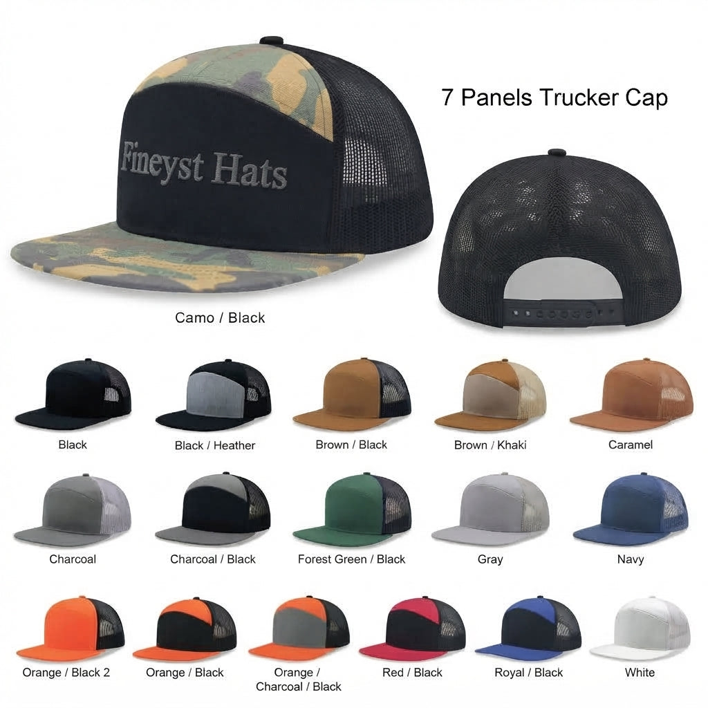 7 panel Hybrid trucker cap