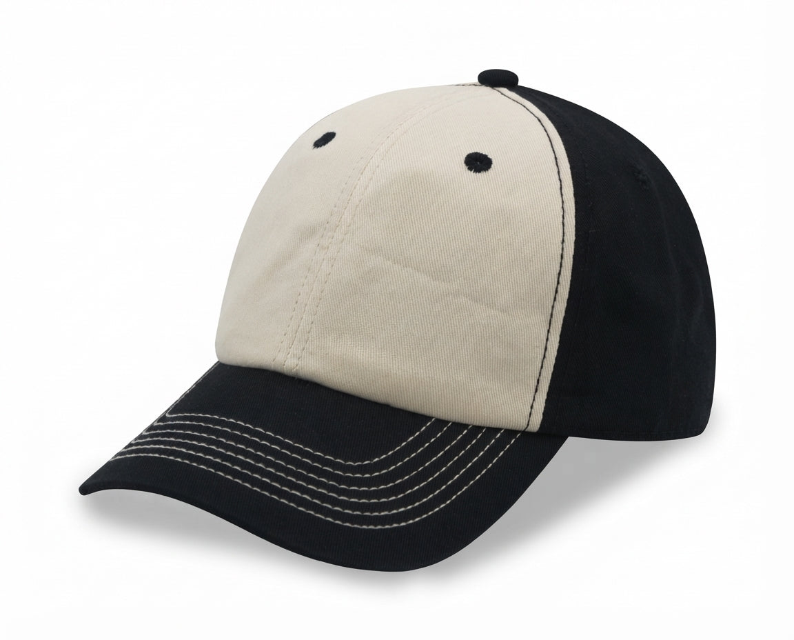Relaxed Golf Cap With 2 Tones Pre Washed 100% Chino Twill