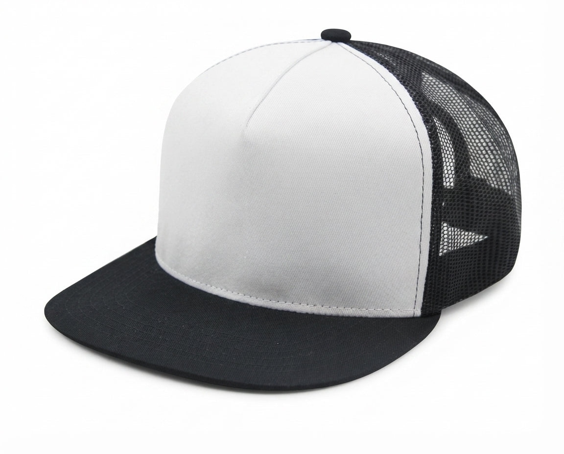 5 Panel Flat Bill Snapback Trucker Cap