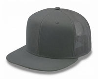 6 Panel Snapback Poly Twill Trucker Cap with Flat Bill