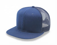 6 Panel Snapback Poly Twill Trucker Cap with Flat Bill