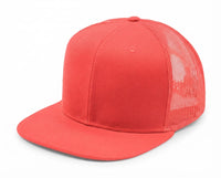 6 Panel Snapback Poly Twill Trucker Cap with Flat Bill