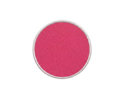 Blank woven patches - round pink fabric patch with white border, no logo for custom printing