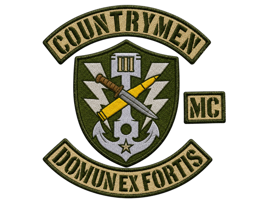 Countrymen MC embroidered motorcycle vest patch set with shield dagger bullet anchor crest - Fineyst Patches