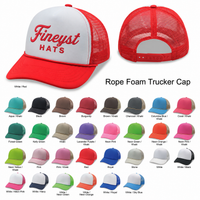 5 Panel High Profile Foam Mesh Back Trucker Cap w/Rope