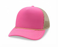 5 Panel High Profile Foam Mesh Back Trucker Cap w/Rope