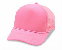 5 Panel High Profile Foam Mesh Back Trucker Cap w/Rope