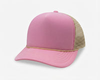 5 Panel High Profile Foam Mesh Back Trucker Cap w/Rope