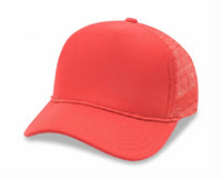 5 Panel High Profile Foam Mesh Back Trucker Cap w/Rope