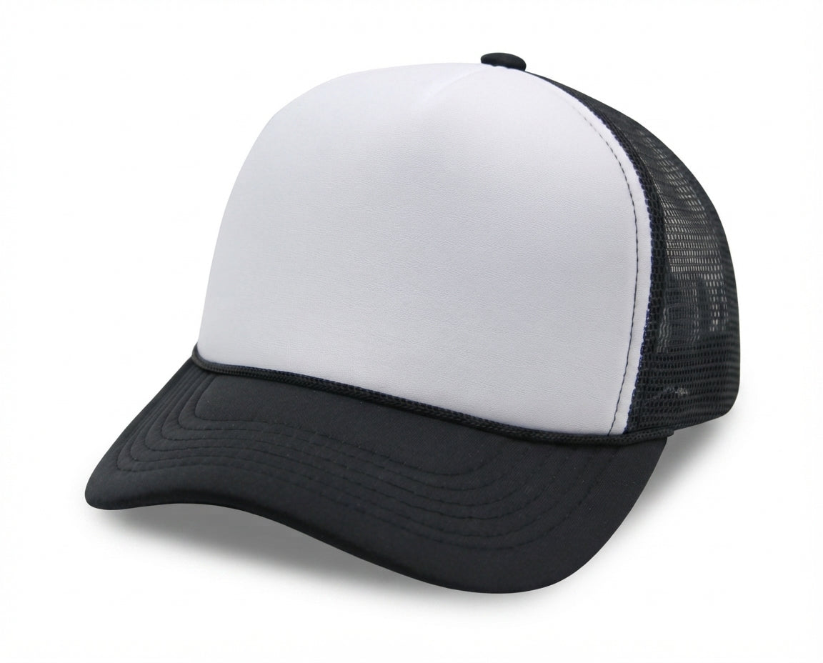 5 Panel High Profile Foam Mesh Back Trucker Cap w/Rope
