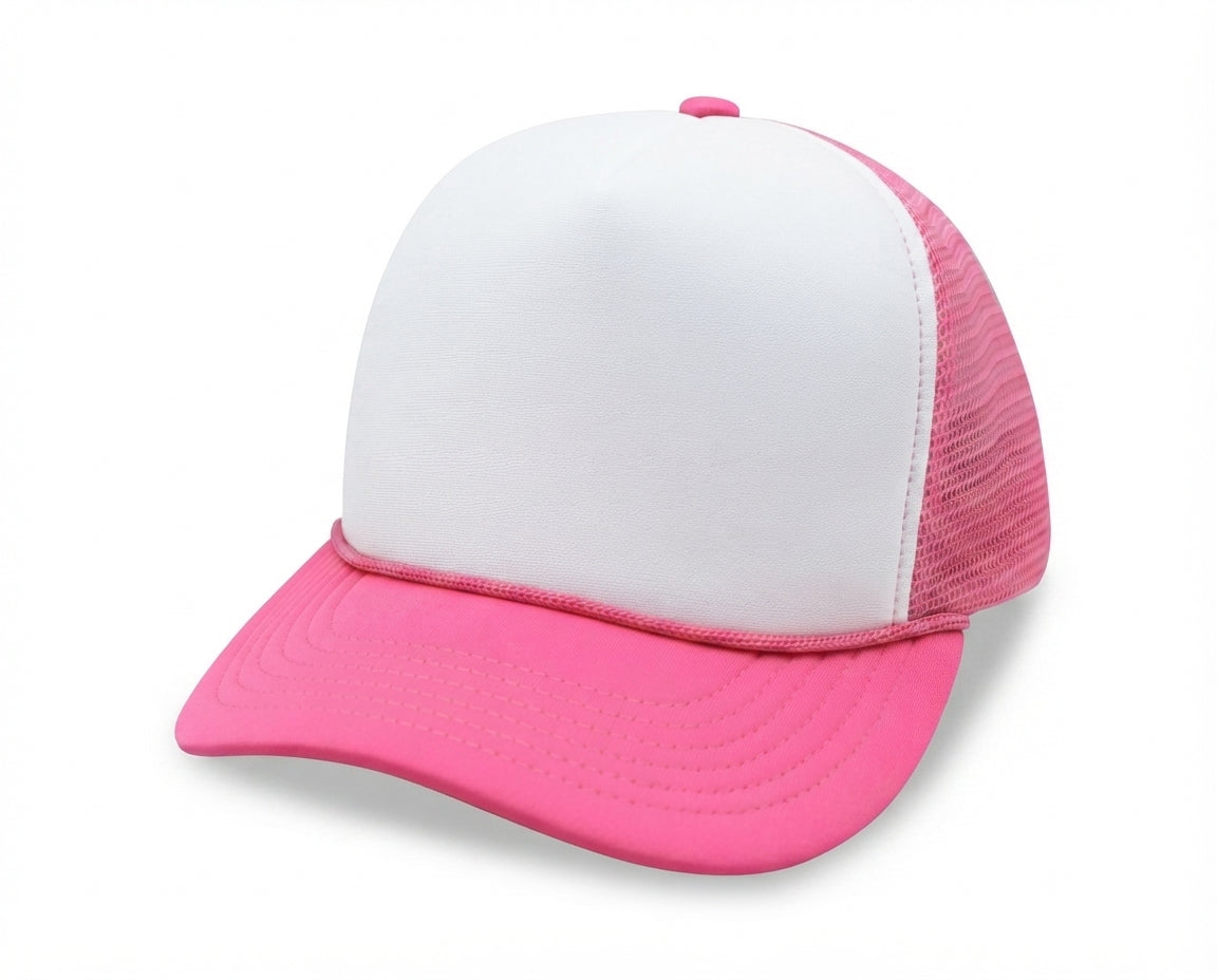 5 Panel High Profile Foam Mesh Back Trucker Cap w/Rope
