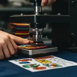 Heat press applying patch