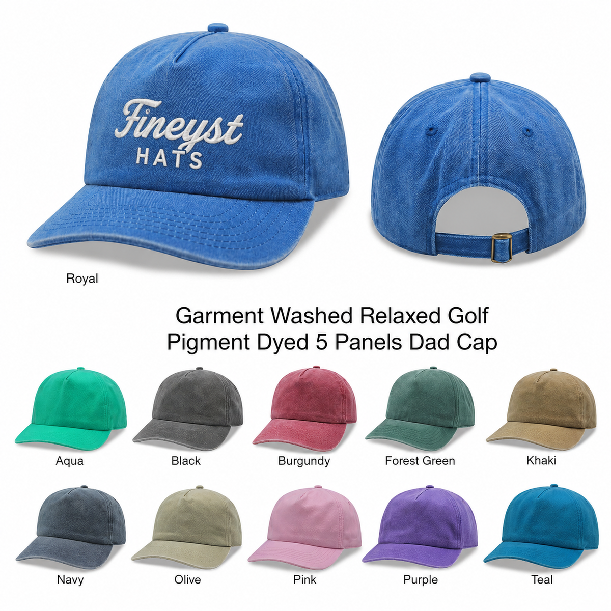 5 Panel Garment Washed Relaxed Golf Pigment Dyed Dad Cap