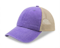 6 Panel Low Profile Trucker Cap Garment Washed Pigment Dyed Soft Mesh Snapback
