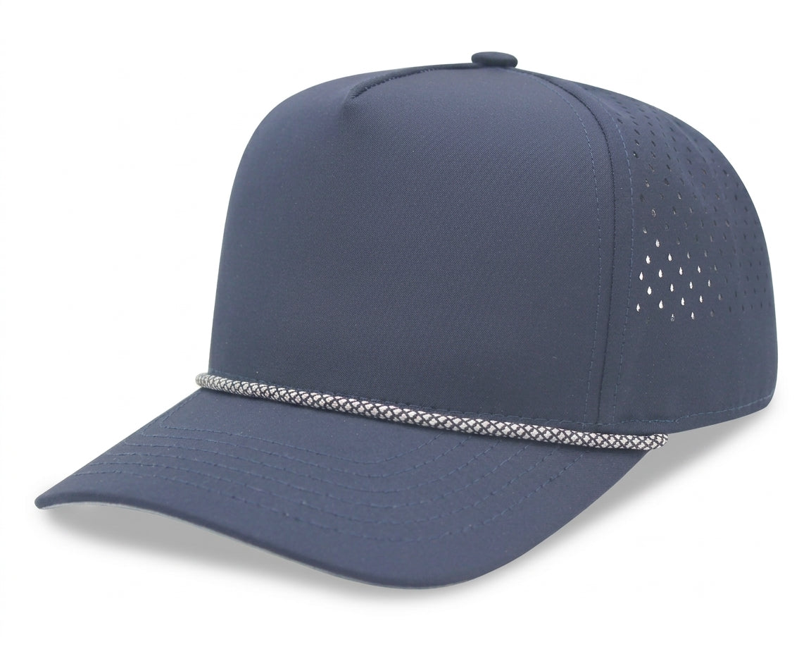 5 Panel Athletic Laser cut Trucker Rope Cap w/ Gray Underbrim