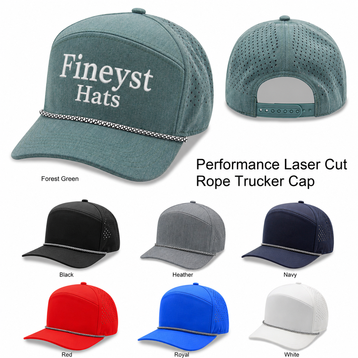 Sport Trucker Cap w/Laser Cut Mesh Back Rope Visor