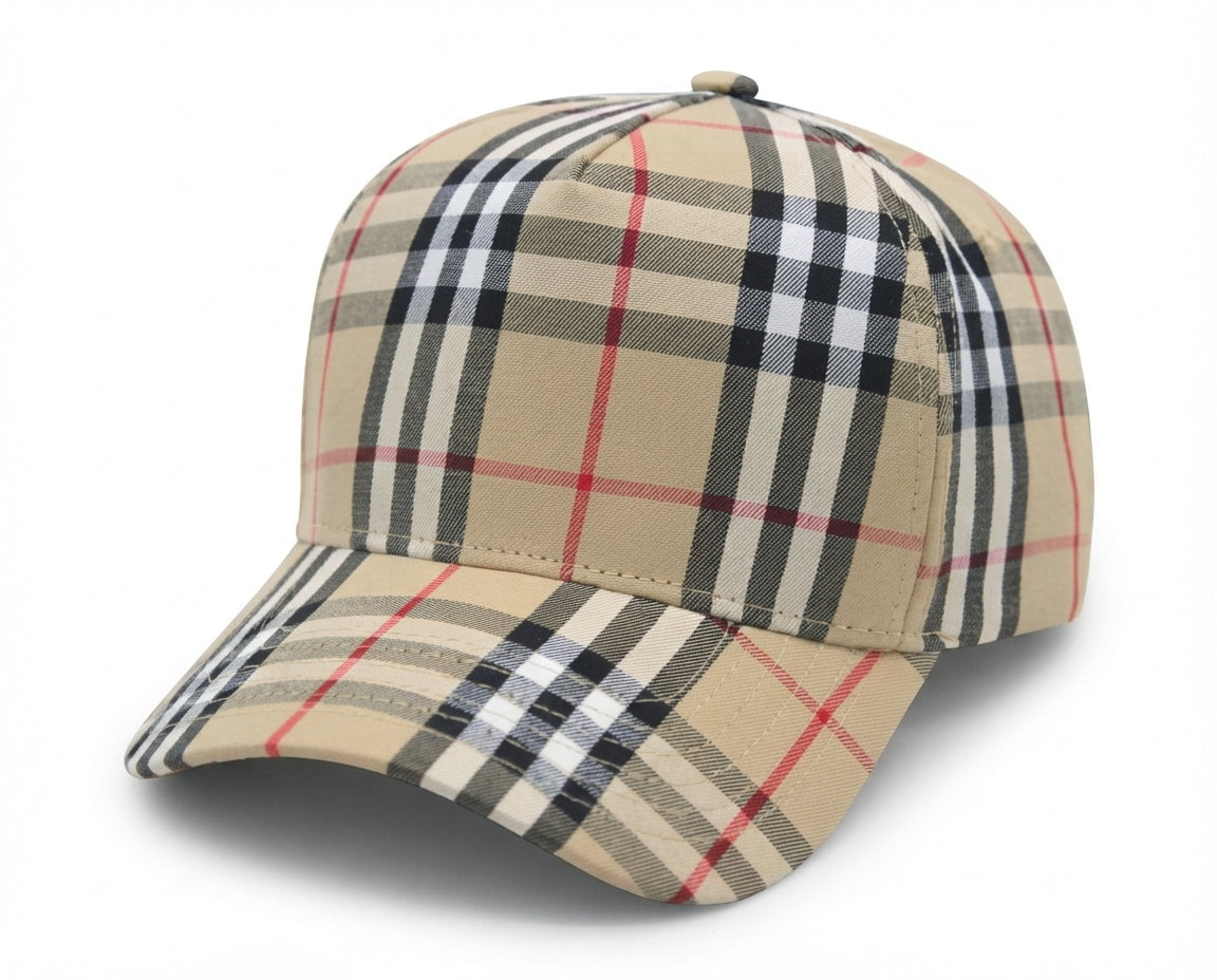 5 Panel Designer Plaid Cotton Baseball Cap