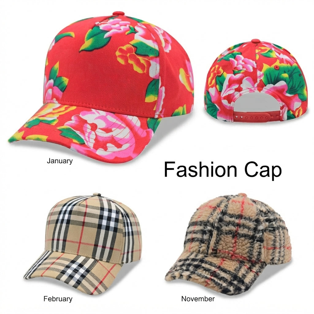 5 Panel Designer Plaid Cotton Baseball Cap