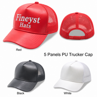 5 Panel PU Leather Trucker Cap