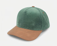 5 Panel PU Leather Corduroy Cap
