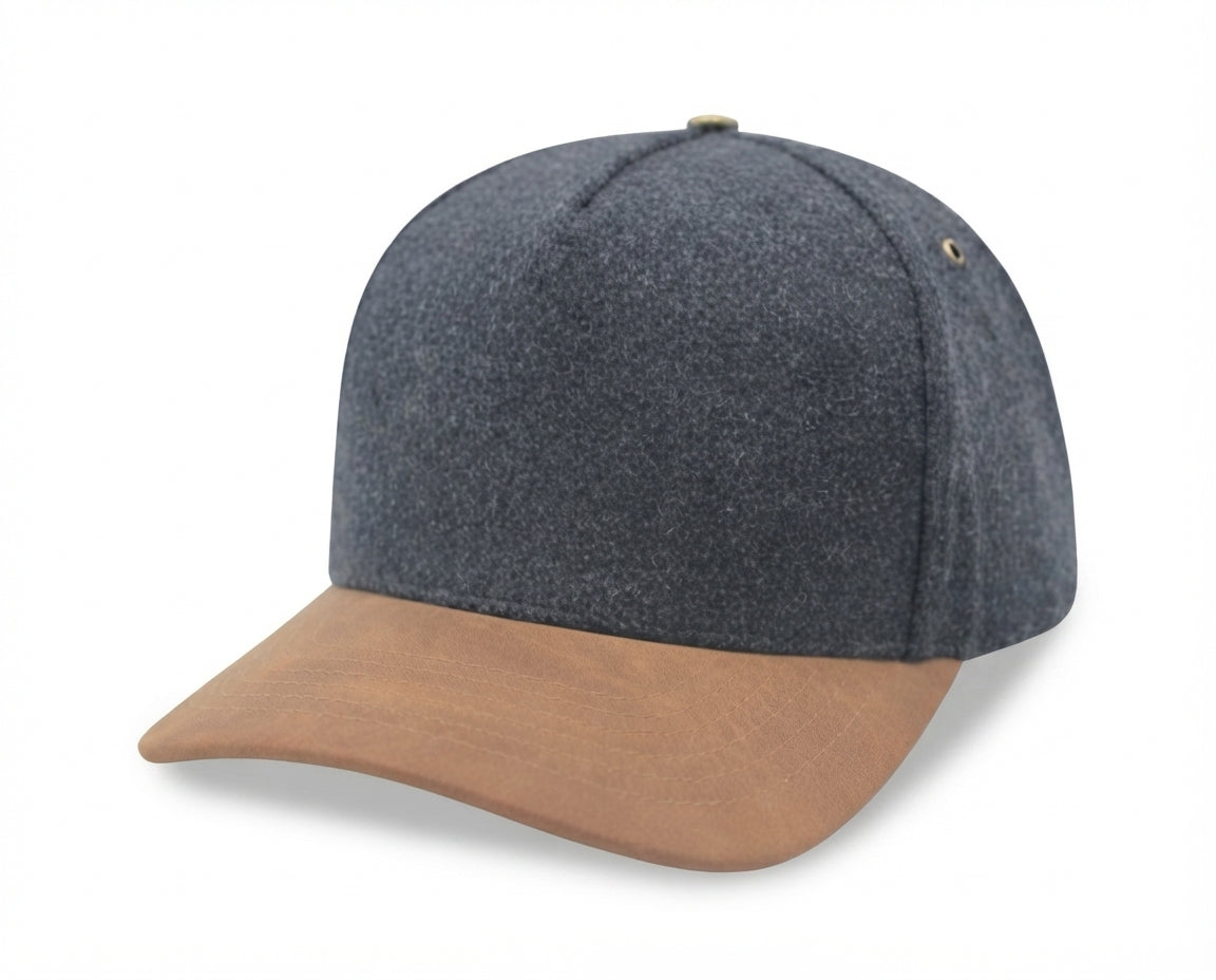 5 Panel Melton Wool Suede Cap