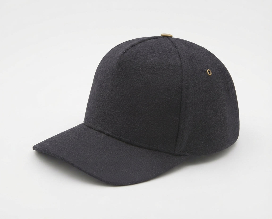 5 panel MELTON wool cap with metal buckle