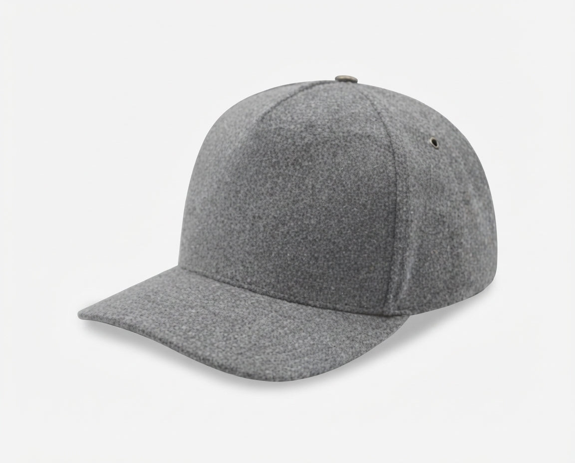5 panel MELTON wool cap with metal buckle