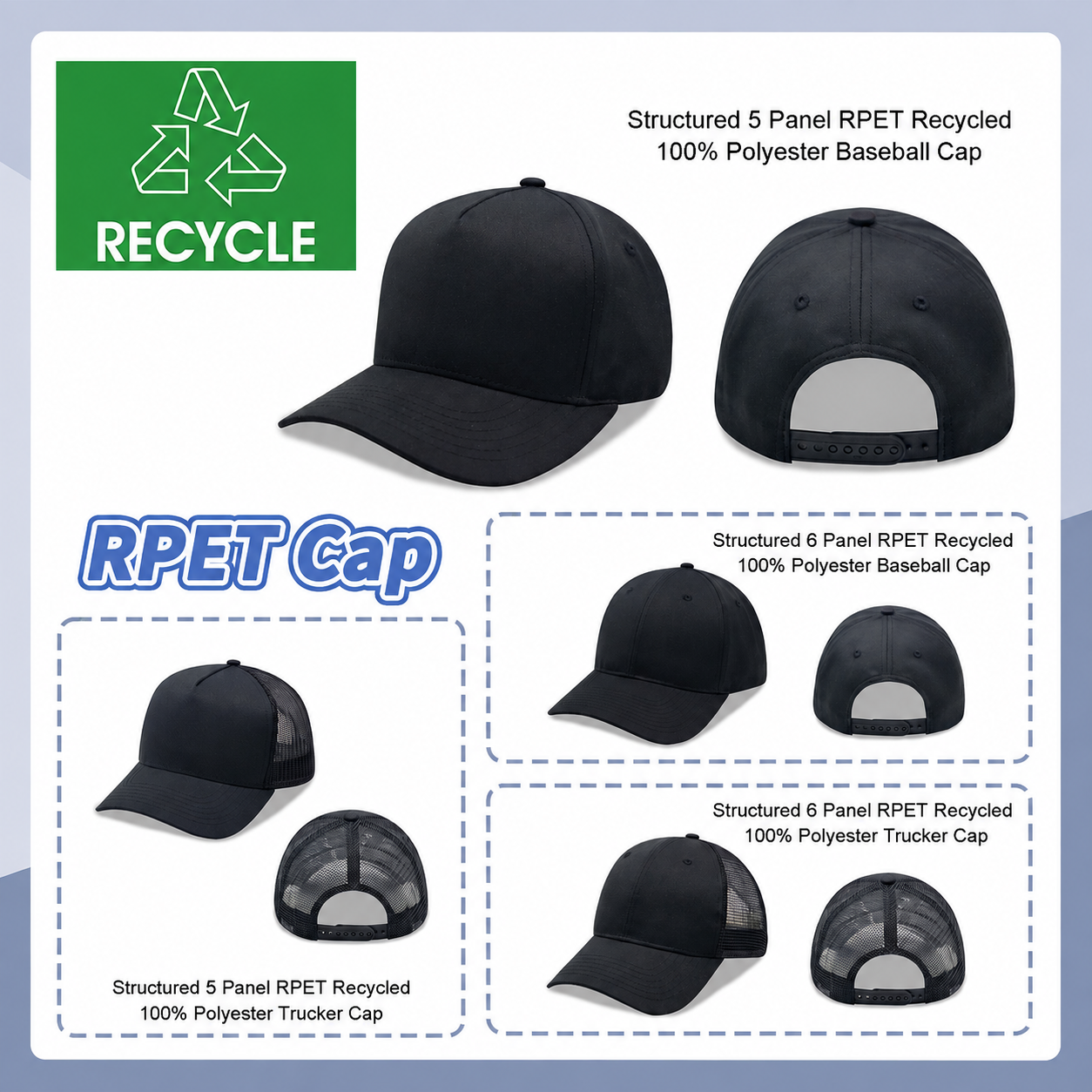 5 Panel Recycled RPET Cap w/Snapback