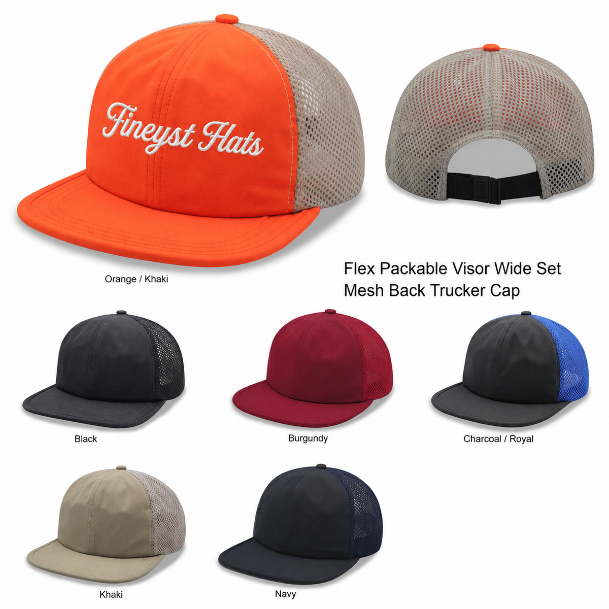 Flex Packable Visor Wide Set Mesh Back Trucker Cap