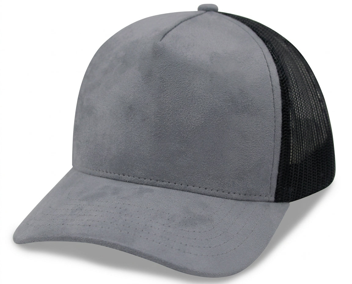 5 Panel A Frame Suede Trucker Cap