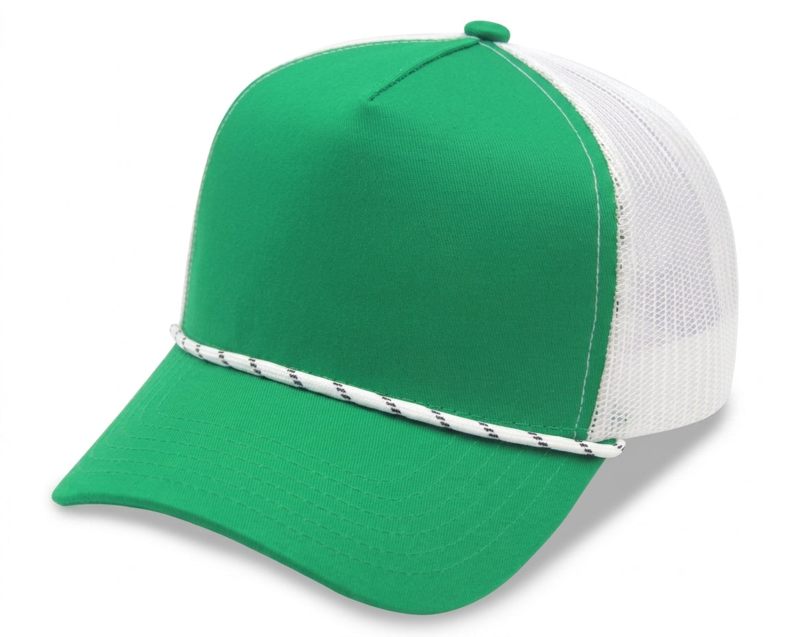 5 Panel A Frame Golf Trucker Cap w/Rope