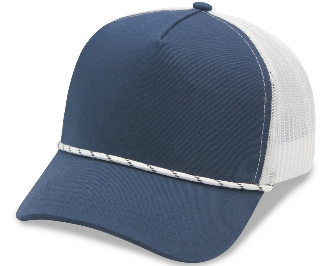 5 Panel A Frame Golf Trucker Cap w/Rope