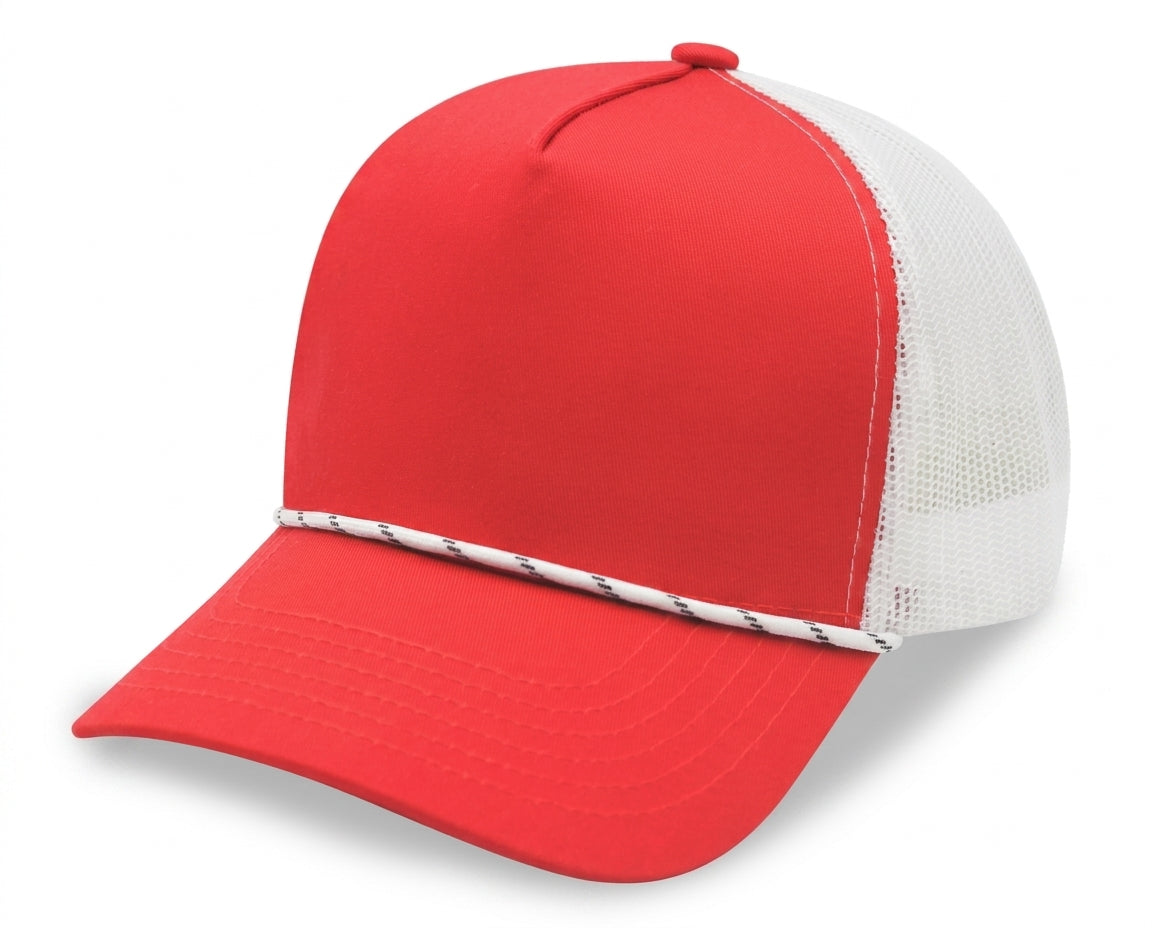 5 Panel A Frame Golf Trucker Cap w/Rope