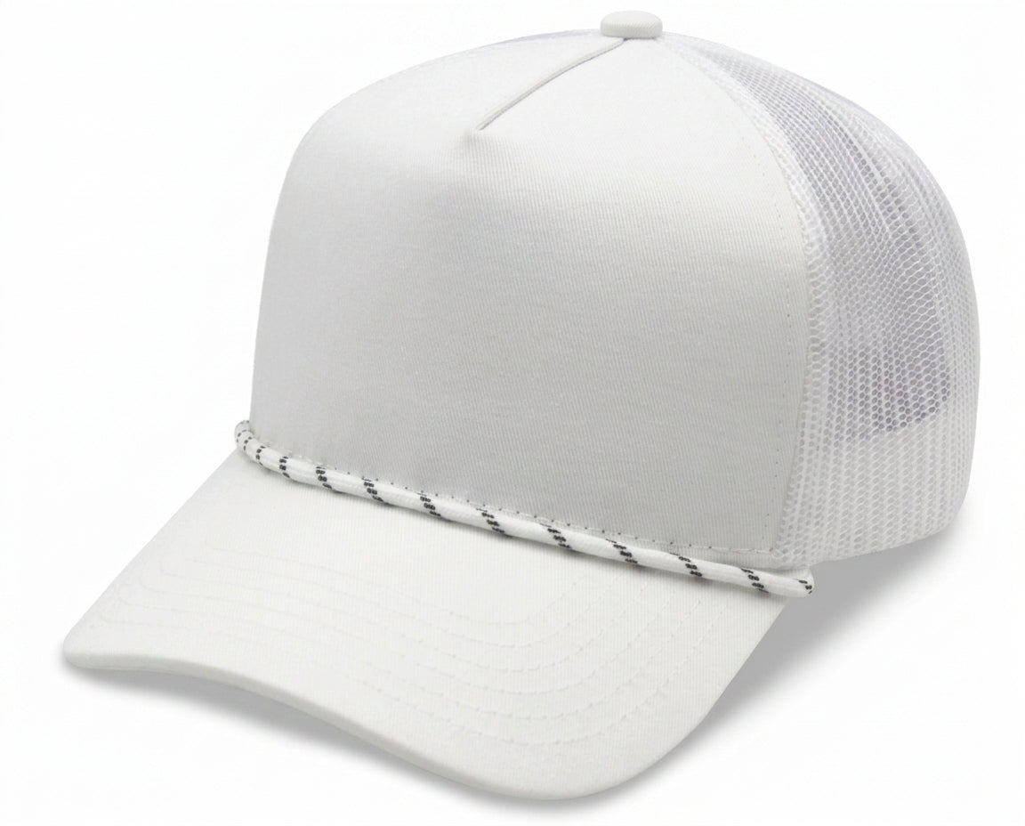 5 Panel A Frame Golf Trucker Cap w/Rope