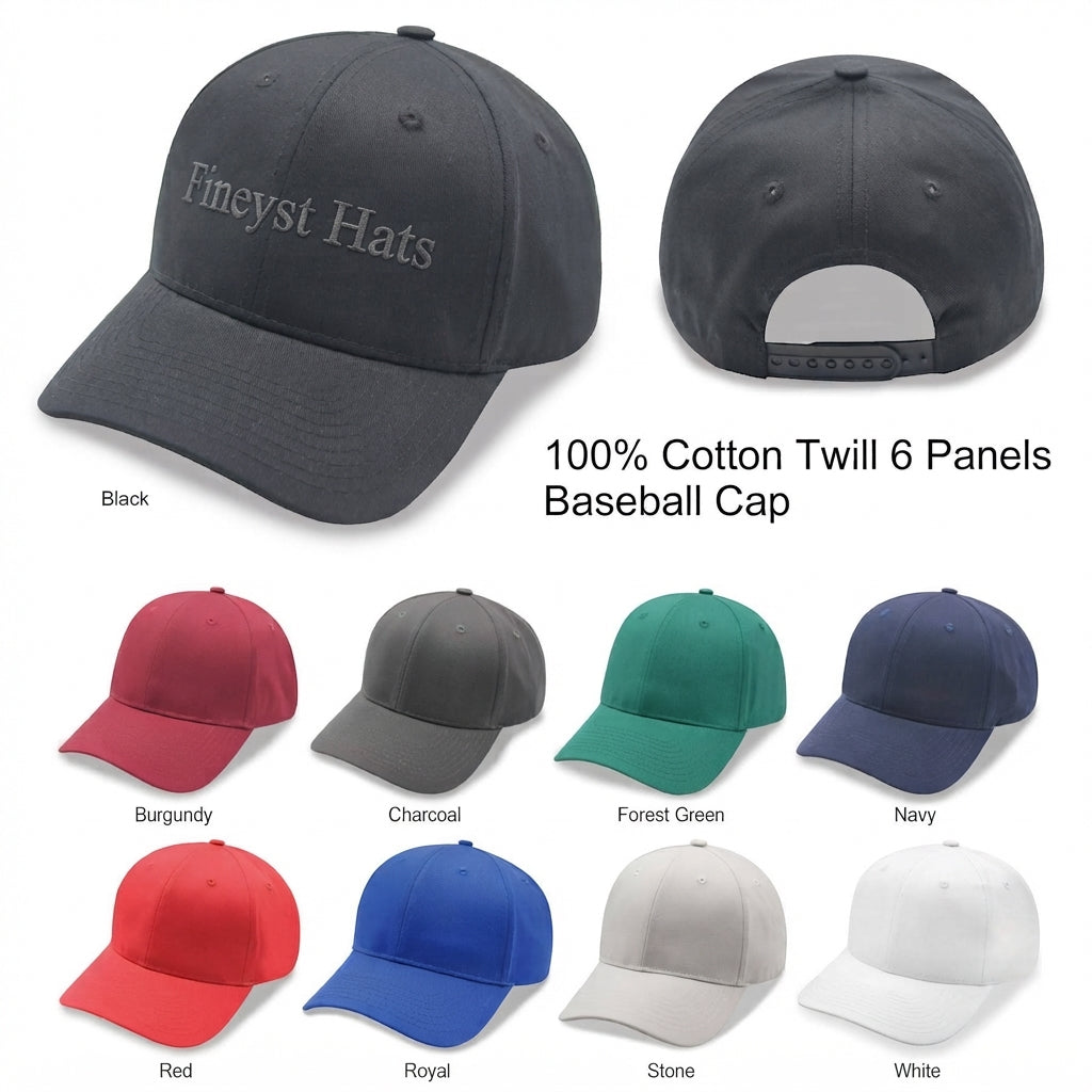 6 Panel Cap 100% Cotton Twill Snap Back