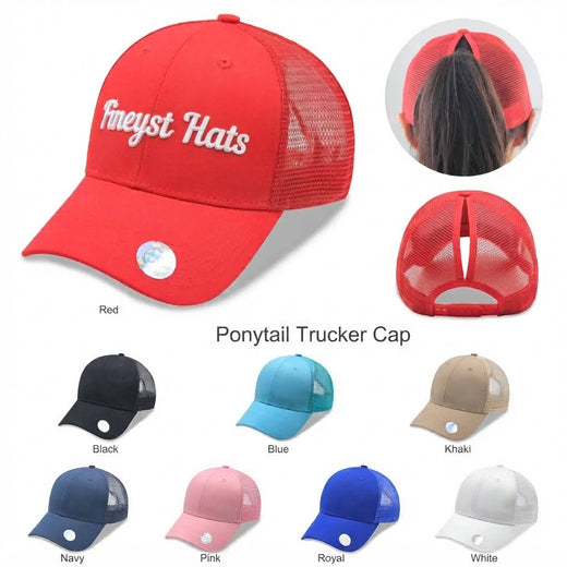 6 Panel Ponytail Trucker Cap
