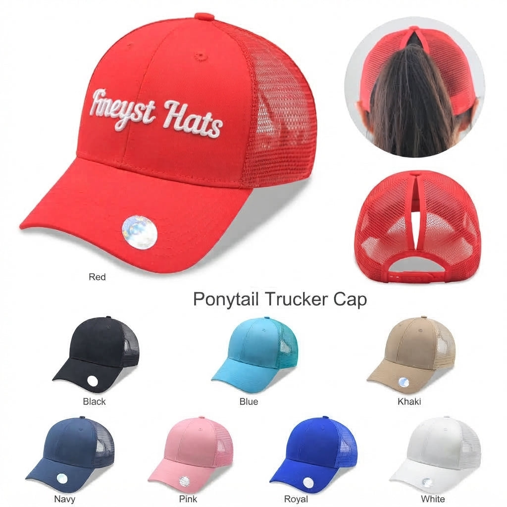6 Panel Ponytail Trucker Cap