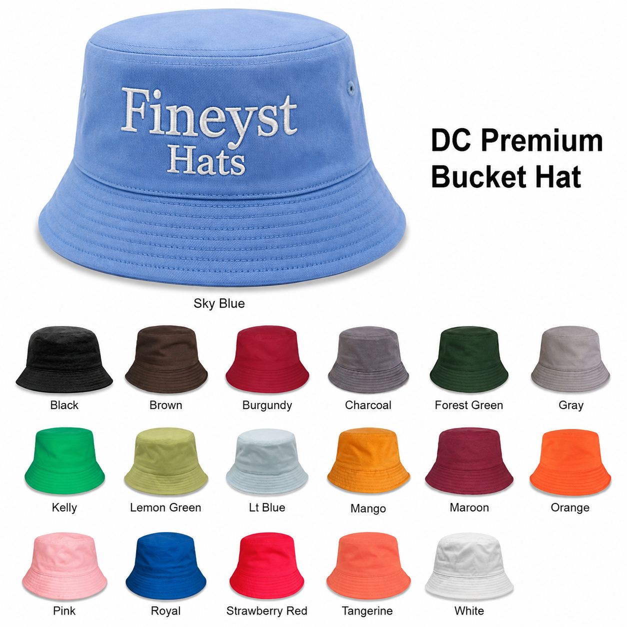 100% Premium Cotton Twill Bucket Hat