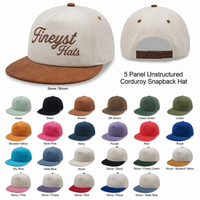 5 Panel Unstructed Corduroy Snapback Hat